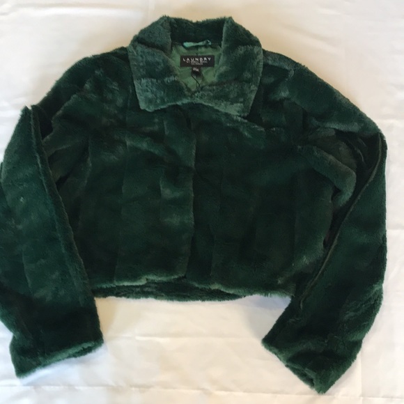 Laundry by Shelli Seagal Faux Fur Shrug Emerald size L - Picture 8 of 13